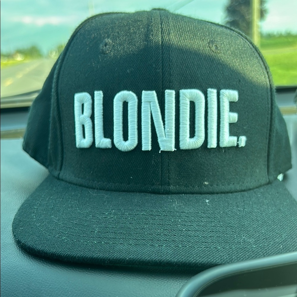 ASVP Shop Black Cap with White  Blondie Embroidery